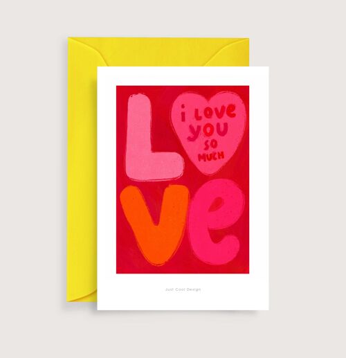 I love you so much mini art print | Illustration note card