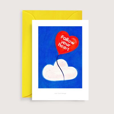 Suivez votre coeur mini art print | Carte de correspondance d'illustration