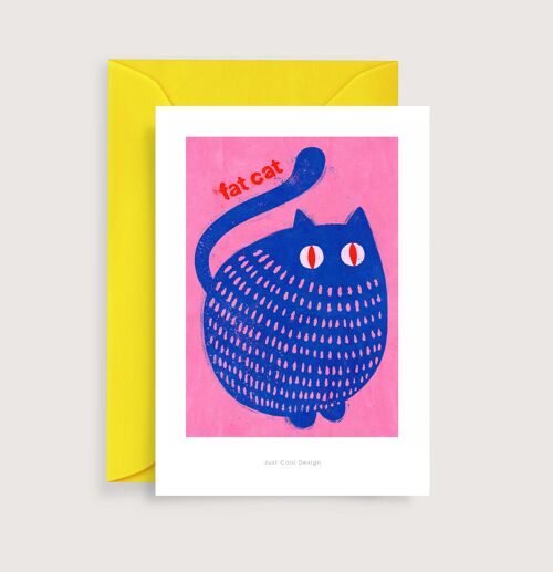 Fat cat mini art print | Illustration note card