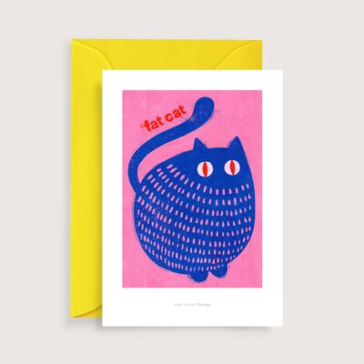 Fat cat mini art print | Illustration note card