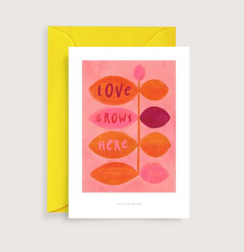 Love grows here mini art print | Illustration note card