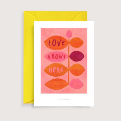 Liebe wächst hier Mini-Kunstdruck | Illustrationsanmerkungskarte