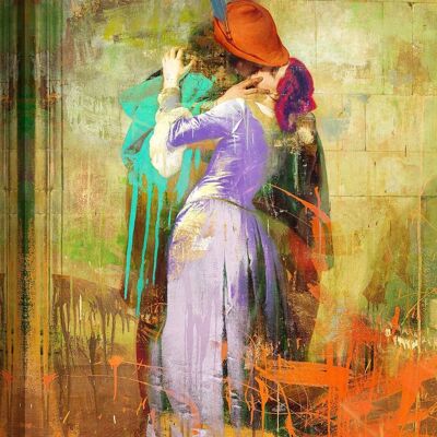 Pop art picture, print on canvas: Eric Chestier, The Kiss of Hayez 2.0