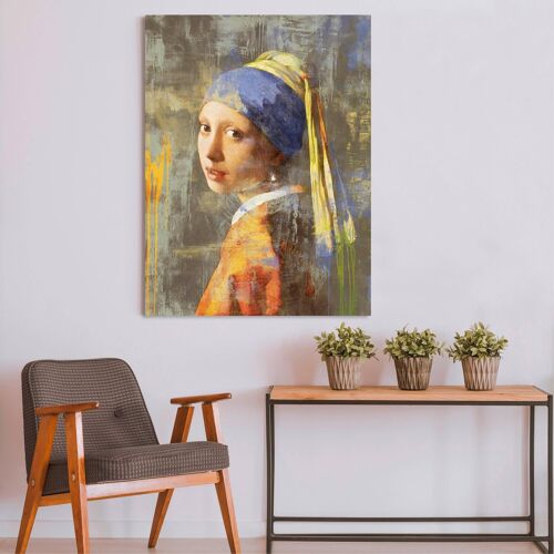 Quadro pop art, stampa su tela: Eric Chestier, La ragazza con l'orecchino di perla di Vermeer 2.0