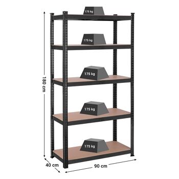 Lot de 2 étagères de rangement 180 x 90 x 40 cm 10