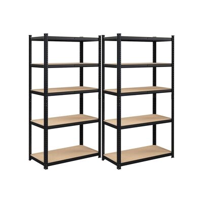 Storage shelves set of 2, 200 x 100 x 50 cm black