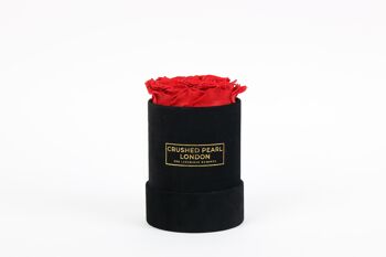 Red Forever Roses - Petite boîte à chapeau en daim noir 2