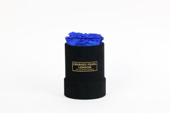 Blue Forever Roses - Petite boîte à chapeau en daim noir 1