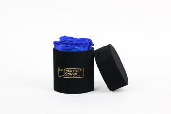 Blue Forever Roses - Petite boîte à chapeau en daim noir 2