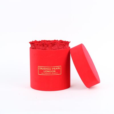 Red Forever Roses - Mittlere Hutschachtel aus rotem Wildleder