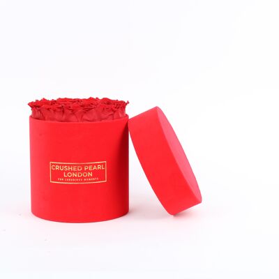 Red Forever Roses - Mittlere Hutschachtel aus rotem Wildleder