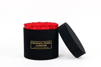 Red Forever Roses - Grande boîte à chapeau en daim noir 2