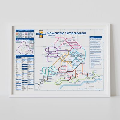 Pub-Karte im Stil der Londoner U-Bahn: Newcastle City