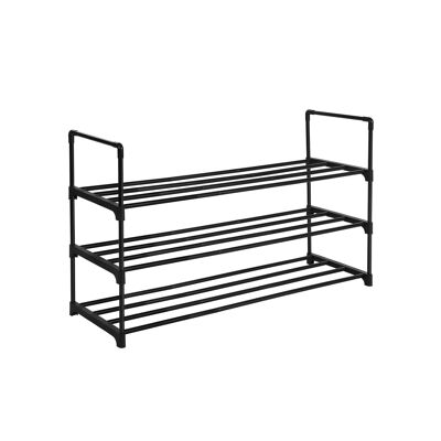 Shoe rack with 3 shelves black
