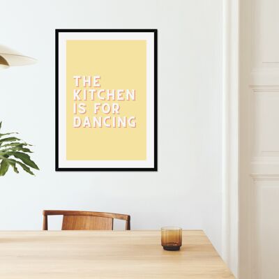 Die Küche ist zum Tanzen da – Typografie-Wandkunstdruck