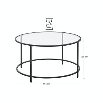 Table basse ronde avec piètement en métal noir 8