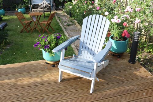 Folding Adirondack Chair Acacia Wood 2 Tones Grey - White Colour