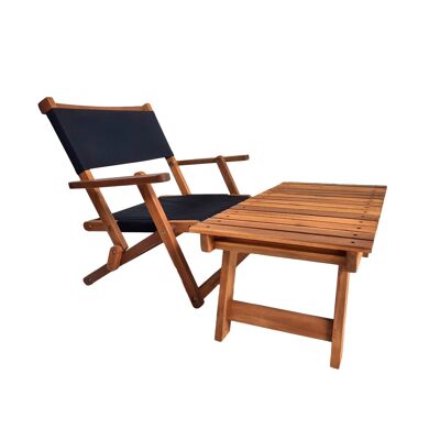 Relax Set Acacia Wood with Fabric Natural Colour