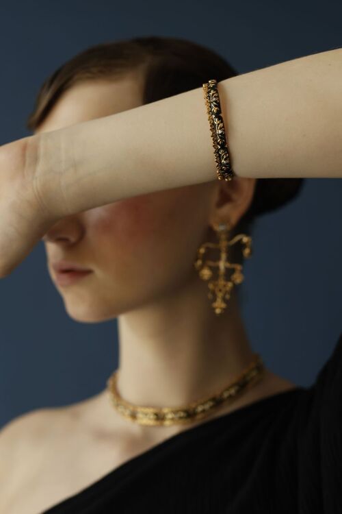 Baroque Enamel & Filigree Bangle