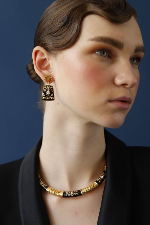 Black & Gold Baroque Earrings