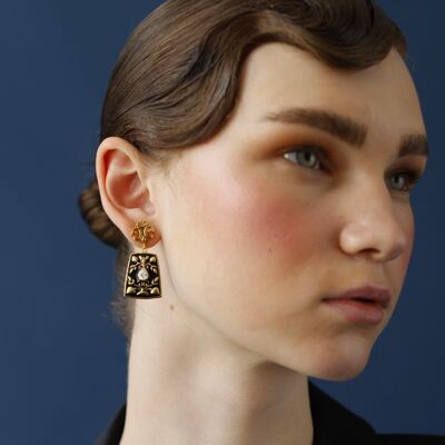 Black & Gold Baroque Earrings