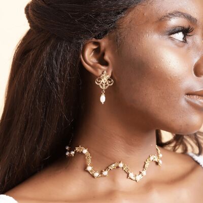 Filigree Pearl Drop Earrings