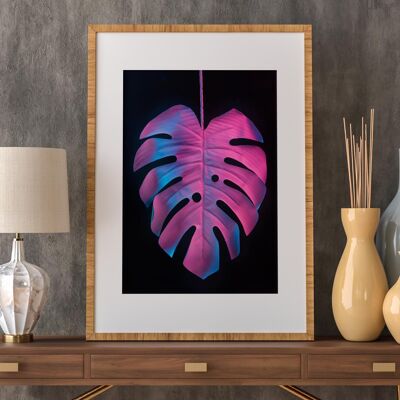 Neon tropical leaf print