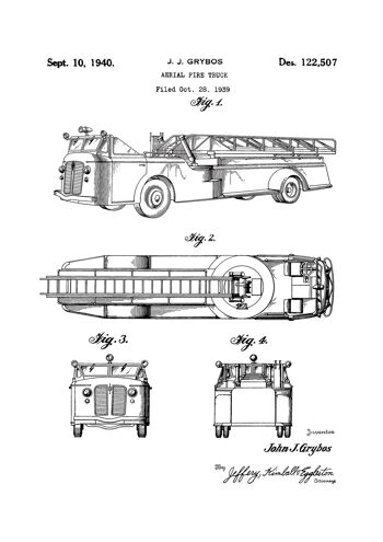 Impression de dessin de brevet : camion de pompiers américain 3