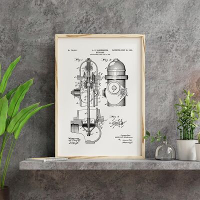 Patent drawing print: American fire, water hydrant