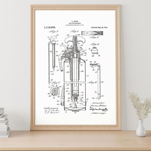 Patent drawing print: Fire extinguisher