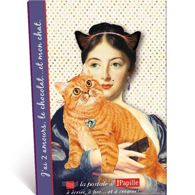 Chocolat Carte Postale - 2 amours Chat
