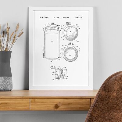 Patent drawing print: Drinks can