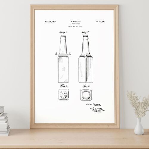 Patent drawing print: Drinks bottle