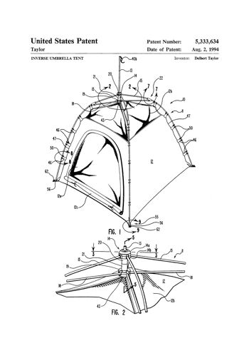 Impression de dessin de brevet : Tente de parapluie 3