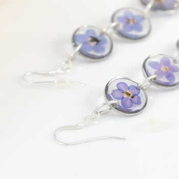 Boucles d'oreilles rondes longues Amalia triple myosotis véritables 3