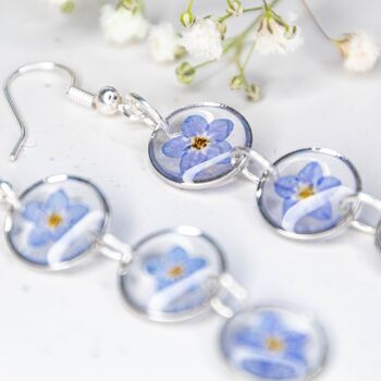 Boucles d'oreilles rondes longues Amalia triple myosotis véritables 6