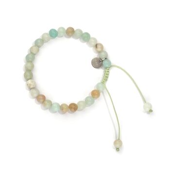 Bracelet cordon de cire en perles de Amazonite 1