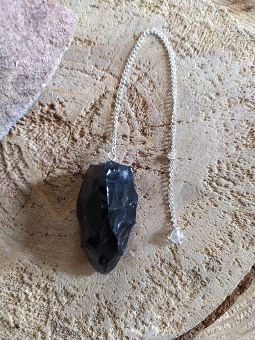 Pendule obsidienne noire brute