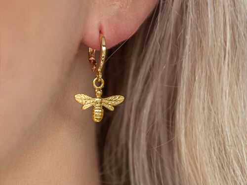 Bumble bee huggie hoop earrings