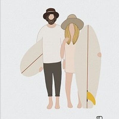 Cartel de la cultura del surf de EE. UU. - Pareja