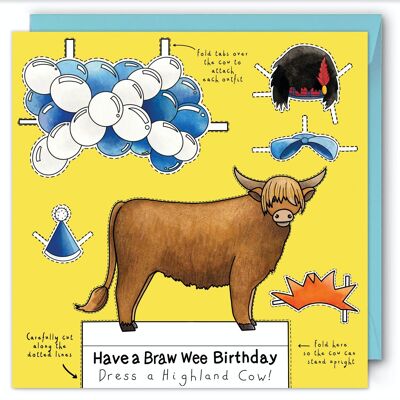 Vesti una mucca delle Highland - Biglietto di compleanno scozzese