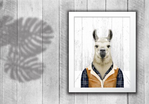 Llama in clothes print: Light wood (Animalyser)