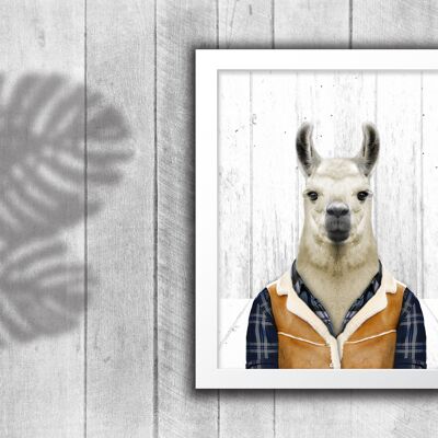 Llama in clothes print: Light wood (Animalyser)