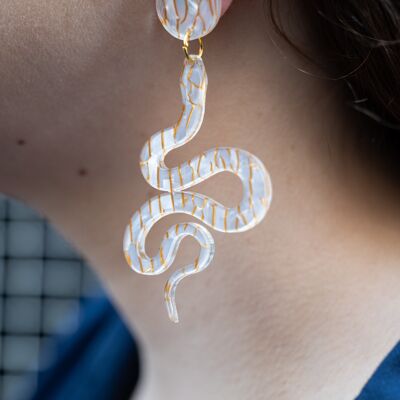 Ivory snake earrings