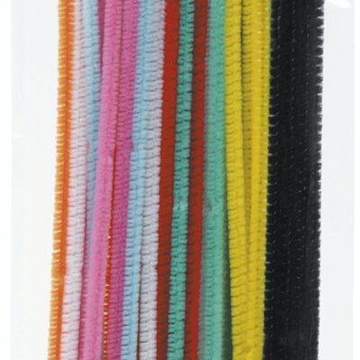 SACHET 45 BRINS CHENILLE Ø6 - 9 COULEURS long. 300