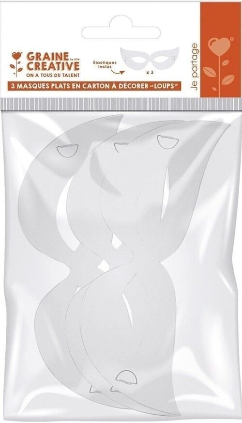 SACHET DE 6 MASQUES PLATS CARTON - LOUP 250G/M2