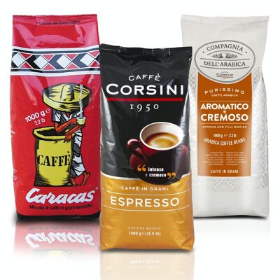 Trio von Kaffeebohnen | 1 kg in jeder Packung