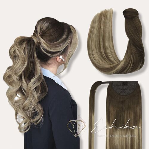Clip In Ponytail Color Sun-kissed Brown Balyage