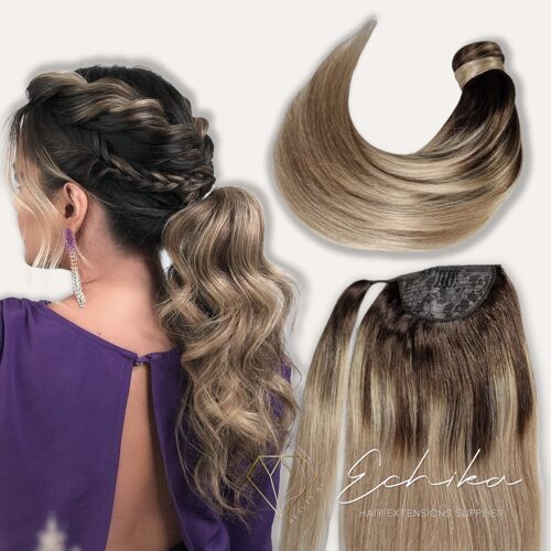Clip In Ponytail Color Caramel Balyage