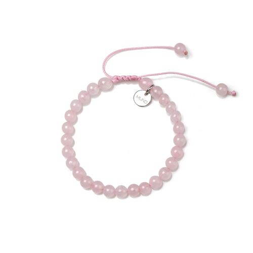 bracelet cordon de cire en perles de Quartz Rose